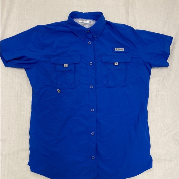 Vibrant Blue Women's Button Down Shirt - Picture 1 of 7